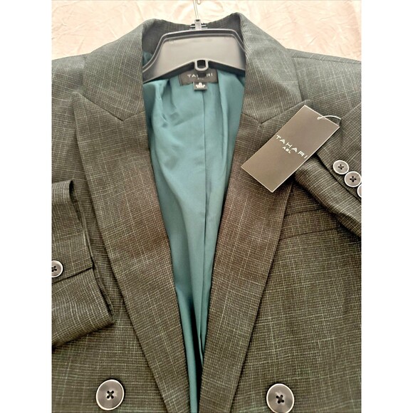 Tahari ASL Women's Peak-Lapel Woven Boyfriend Topper Blazer Jacket Dark Green 8 - Picture 5 of 11